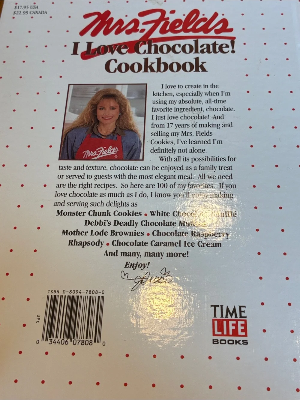 Mrs. Fields I Love Chocolate! Cookbook - vintage cookbook